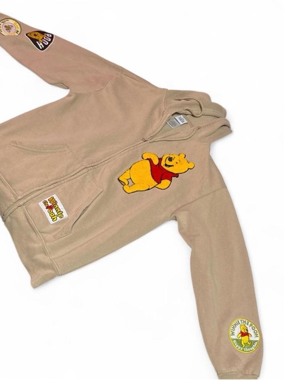 Winnie the Pooh Beige Hoodie Jacket with Embroidered Appliqués